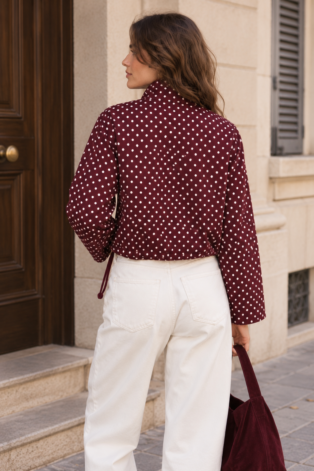 Veste à pois bordeaux
