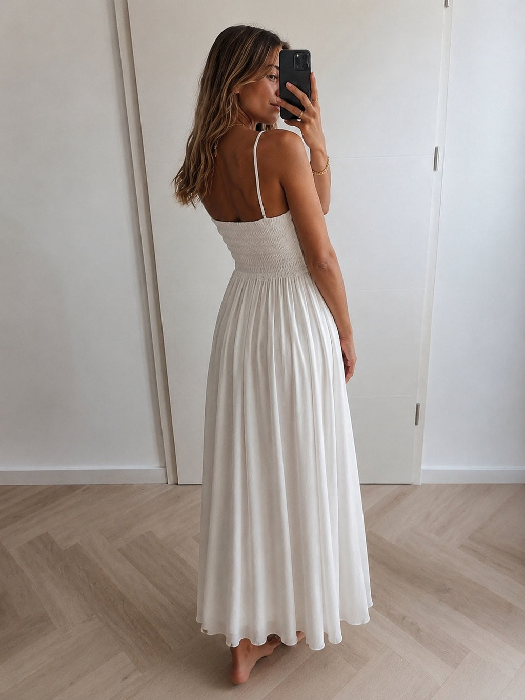 Robe longue blanche crochet
