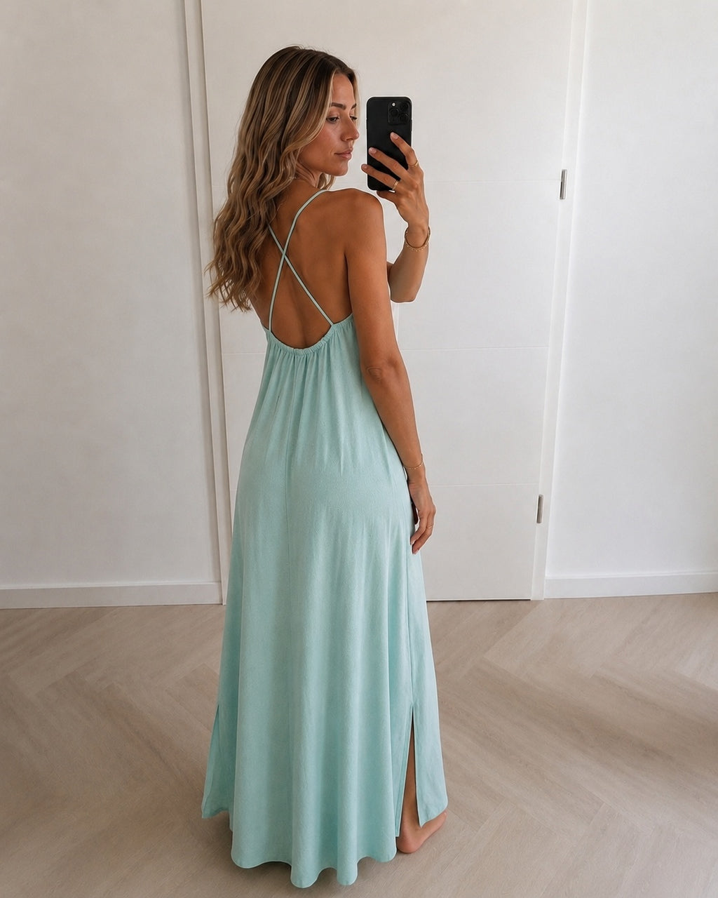 Robe longue vert d'eau