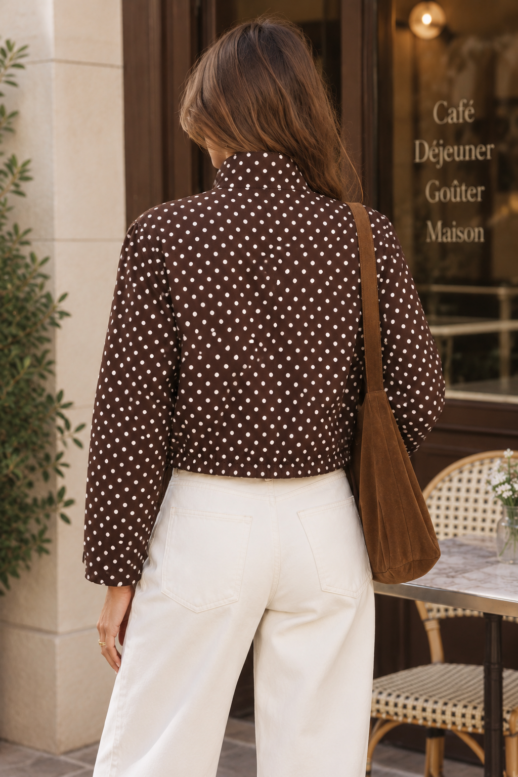 Veste à pois bordeaux